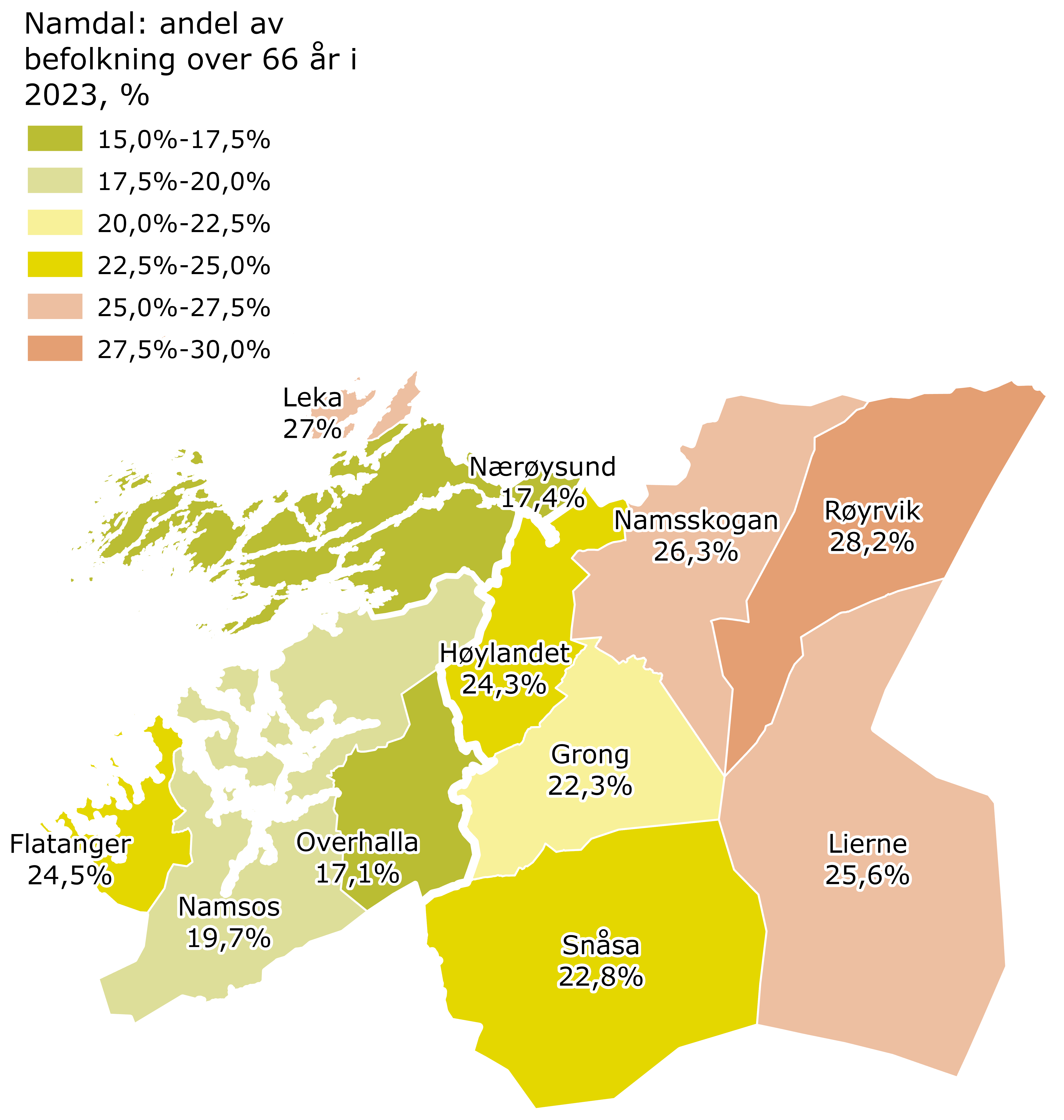 Namdal andel over 66 år 2023, %, A5 NY